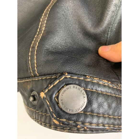 Tommy Bahama Mens Black Leather Jacket Small S Full Zip EUC RFF10661 - Picture 10 of 12
